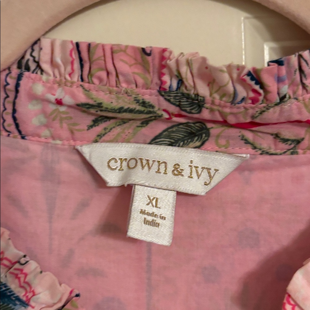 Crown & Ivy Pink and Blue Patterned Babydoll Dress - Picture 2 of 8